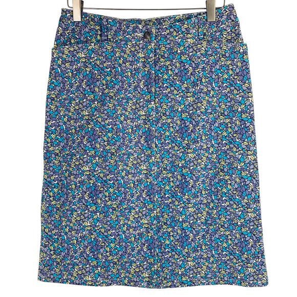 vibrant floral print cotton straight pencil fitted skirt SZ missy small Pemans - Picture 1 of 11